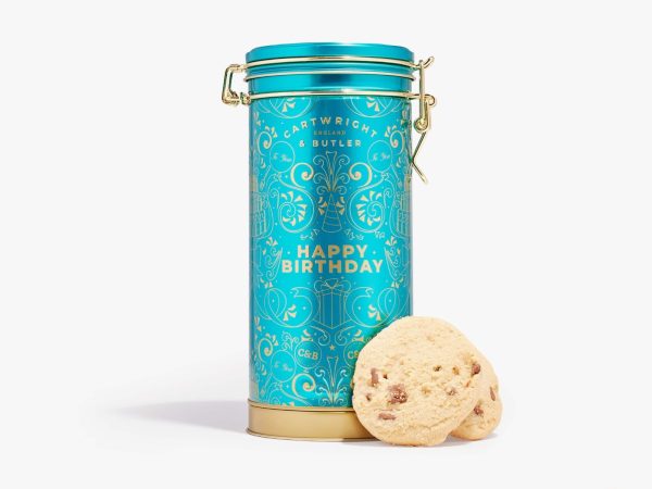Happy Birthday Musical Tin - Chocolate Chunks Biscuits 200γρ Cartwright & Butler