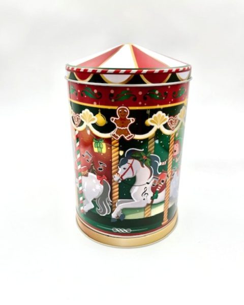 Μπισκότα Σοκολάτας σε Μεταλλικό Περιστρεφόμενο καρουζέλ Άλογα με μουσική 200γρ 13x20cm