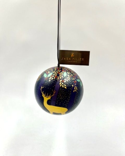 Χριστουγεννιάτικη μεταλλική Μπλε μπάλα με σοκολατάκια Πράσινη 50γρ Sara Miller