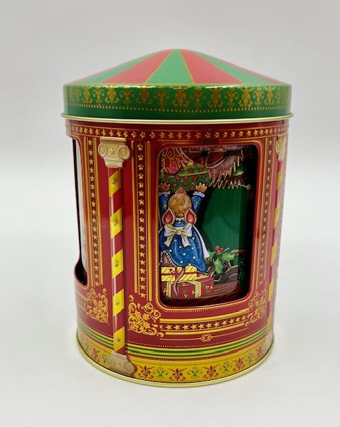 Μπισκότα Σοκολάτας σε Κόκκινο Μεταλλικό Περιστρεφόμενο καρουζέλ με μουσική 150γρ 13x17cm