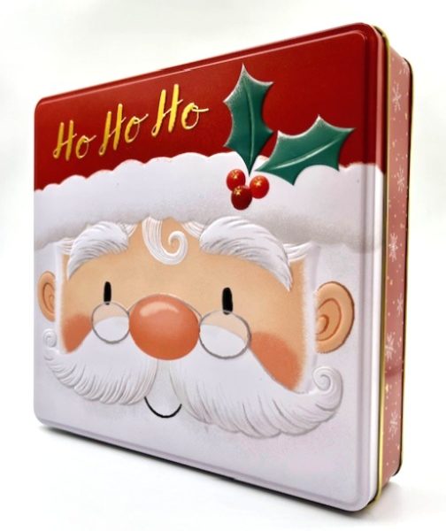 Μπισκότα Βουτύρου σε Ανάγλυφο Μεταλλικό Κουτί  Santa Ho Ho Ho 350γρ 23x21x4cm
