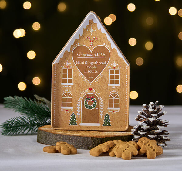 Μπισκότα Gingerbread Mini People in Tin House 150γρ Grandma Wild's