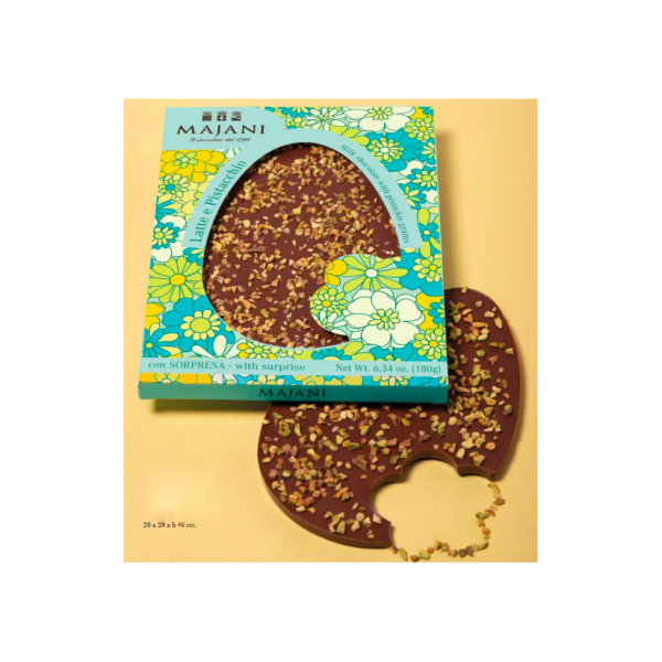 Αβγό Πασχαλινό Πλακέ με σοκολάτα γάλακτος και φιστίκια 180γρ Majani